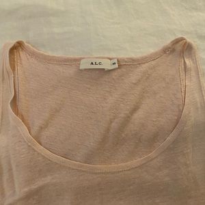 ALC light pink linen tank with cross-cut in back